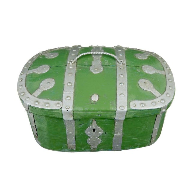 Swedish Green Painted Shaped Strong Box, 1850 For Sale - Image 4 of 6