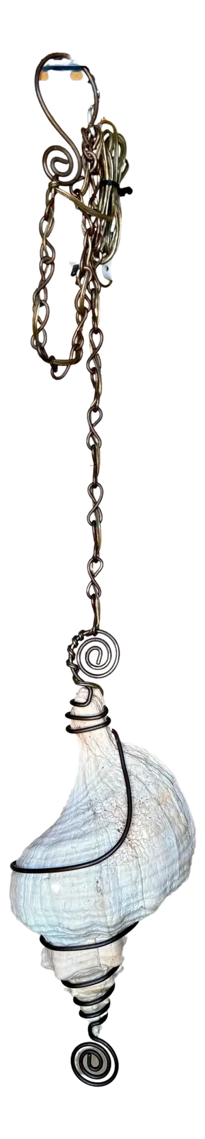 Modern Bronze Mounted Conch Shell Chandelier /Pendant