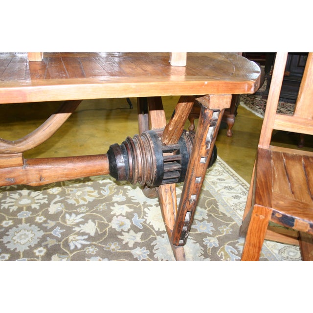 Early 1900s Antique "Ranch Table" Mesquite With Four Chairs - Set of 5 For Sale - Image 11 of 18