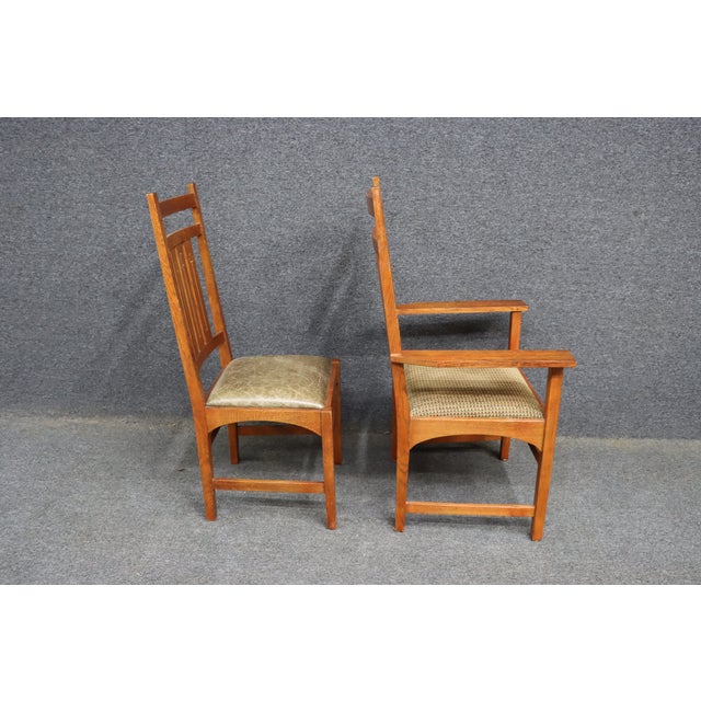 Set of 6 Stickley Harvey Ellis Mission Oak Dining Chairs For Sale - Image 9 of 15