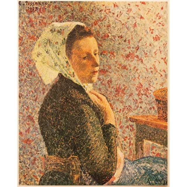 Rare original tipped-in offset lithograph after painting "Femme Au Fichu Vert" (Woman With Green Scarf, 1893) by French...