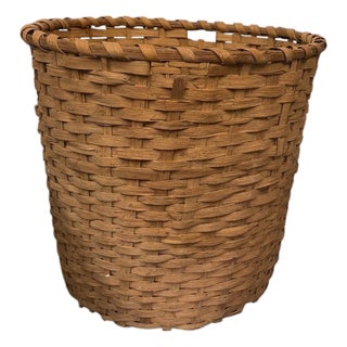 Antique Split Oak Cotton Picking Gathering Basket For Sale