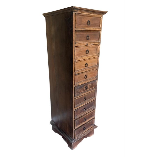 10-drawer, Spanish Colonial wooden lingerie chest - in beautiful condition with a wonderful patina. Stands 53" tall, 16"...