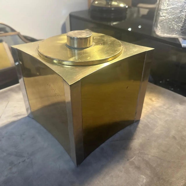 Mid-Century Modern 1970s Mid-Century Modern Brass and Silver Plated Italian Ice Bucket For Sale - Image 3 of 16