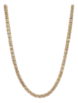 10k Yellow Gold 8.42ct Round Diamond 4 Prongs Chain Tennis Necklace