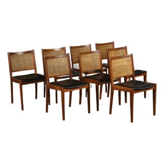 8 Karl Erik Ekselius for j.o. Carlsson Swedish Caned Teak Dining Chairs For Sale