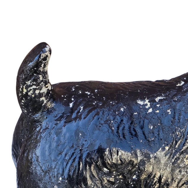 Paint Cement Scottish Terrier Dog Statue Vintage Scotty Vintage Sculpture Black Heavy For Sale - Image 7 of 18