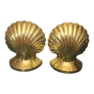 Gold Seashell Bookends - a Pair For Sale