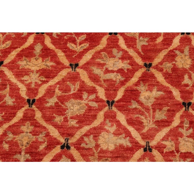 1990s Boho Chic Ziegler Red Black Hand-Knotted Wool Rug - 6'0'' X 8'9'' For Sale - Image 5 of 8