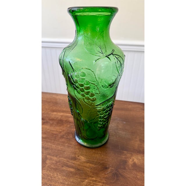 Mid 20th Century Italian Green Molded Glass Relief Vase For Sale - Image 10 of 12