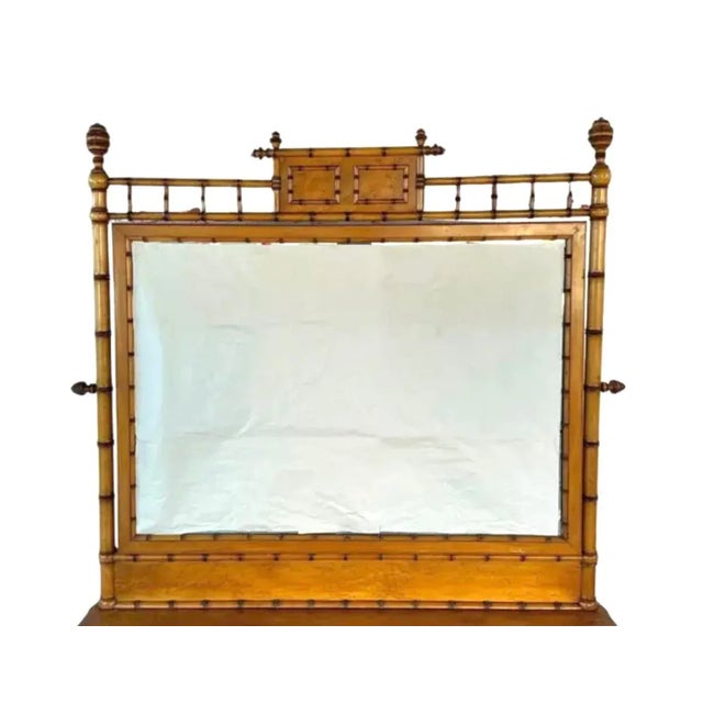 Victorian Late 19th Century Bird's Eye Maple and Faux Bamboo Dresser Commode For Sale - Image 3 of 12