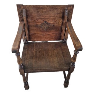 Early 20th Century Jacobean Wainscot Chair Monk's Table For Sale