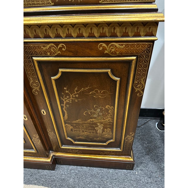 Kindel Furniture Georgian Chinoiserie Breakfront For Sale - Image 9 of 11