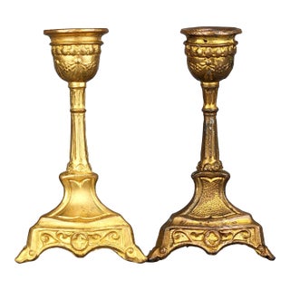 Early 1900's Art Nouveau American Candlestick Holders - Set of 2 For Sale