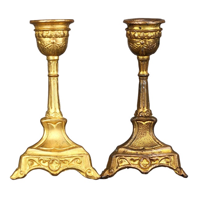 Early 1900's Art Nouveau American Candlestick Holders - Set of 2 For Sale