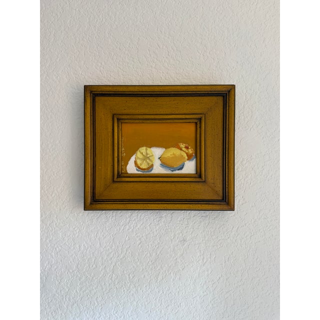 Vintage Lemon Still Life in Ochre Frame, Impressionist, Mid 20th C, Signed For Sale In Sacramento - Image 6 of 10