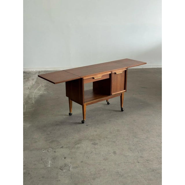 Wood 1960s Mid Century Walnut Bar Cart For Sale - Image 7 of 12
