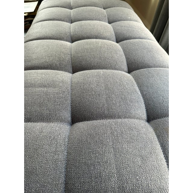 21st Century Transitional Tufted Gray Upholstered Ottoman — Designer Showroom Chicago For Sale - Image 11 of 12