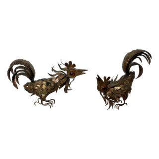 Brutalist Sculptures in Brass Sheet in the style of Curtis Jere, 1960s, Set of 2 For Sale
