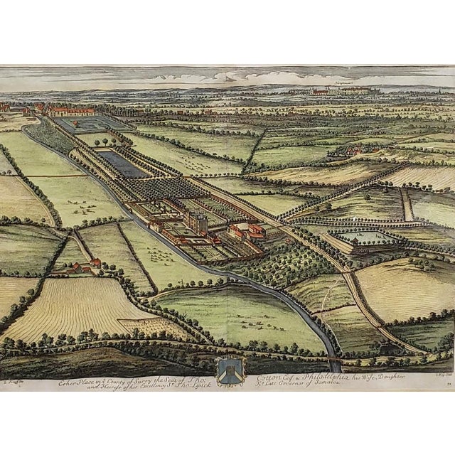 Set of 4 18th-Century Kip & Knyff Hand-Colored Country House Engravings - Framed For Sale - Image 9 of 17