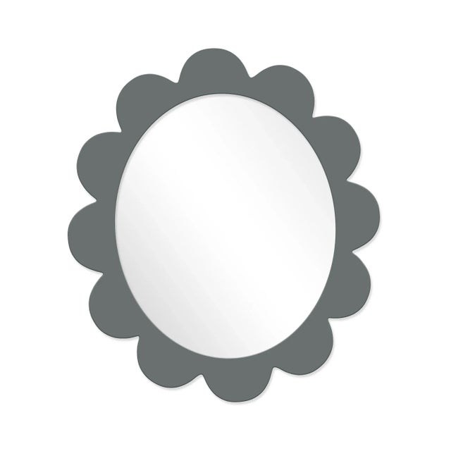 Contemporary Fleur Home Carnival Iris Oval Mirror in Gunmetal, 27x22 For Sale - Image 3 of 3
