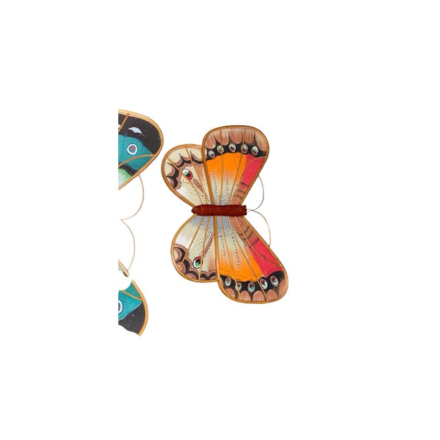 1970s Bent Bamboo Butterfly Wall Decoration- Set of 3 For Sale - Image 4 of 6