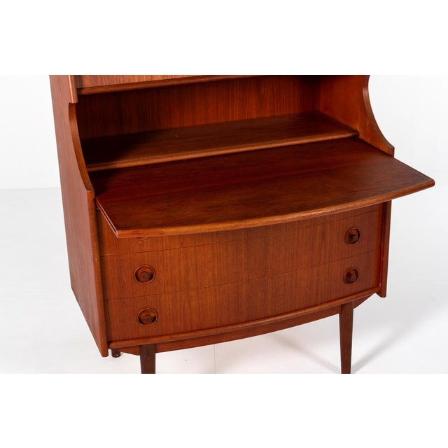 Mid-Century Teak Secretary with Drawers attributed to Gunnar Falsig for Falsig Mobler, 1960s For Sale - Image 9 of 13