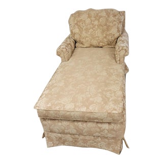 Vintage Upholstered Skirted American Made Chaise Lounge For Sale