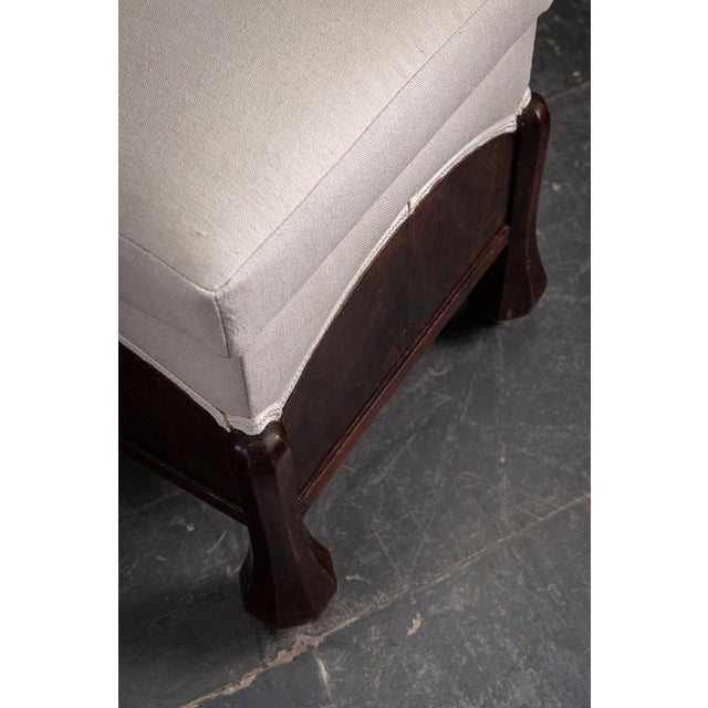Brown Antique Upholstered Ottoman, 1920s For Sale - Image 8 of 11