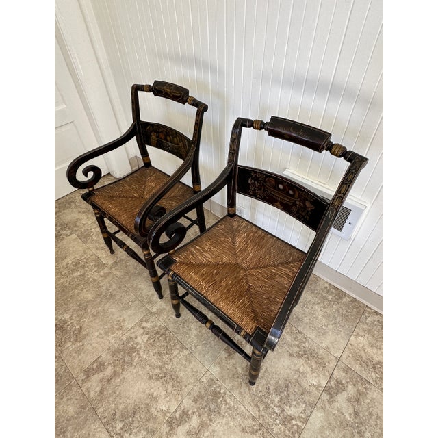 Vintage Hitchcock Arm Chairs - Set of 2 For Sale - Image 4 of 5