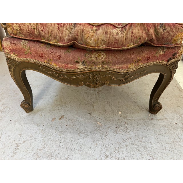 20th Century Louis XV Style Wing Chair in Patinated Beechwood For Sale - Image 10 of 18