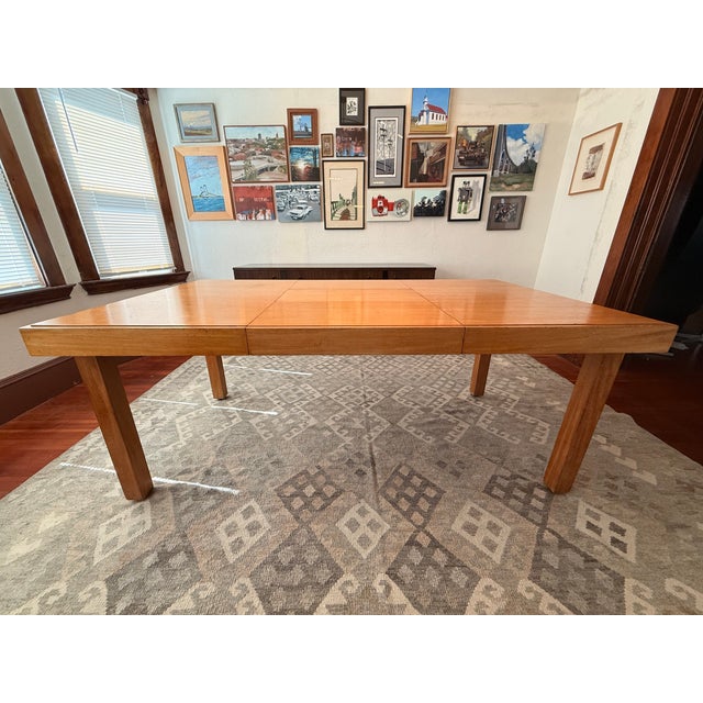 Offering a MCM George Nelson for Herman Miller dining table or conference table. The warm honey colored wood surface is in...