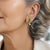 Mid 20th Century 1960's 18k Yellow Gold Emerald and Diamond Stylized Earrings, Pair For Sale - Image 5 of 5