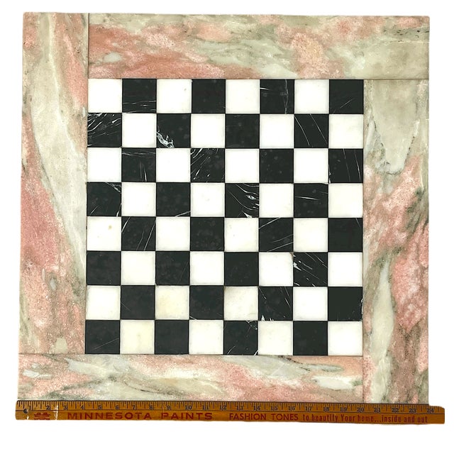 Stone 1960s Pink White and Black Marble Checkerboard Tabletop – Square For Sale - Image 7 of 8