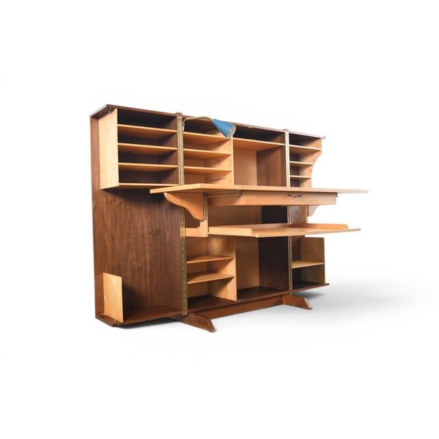 German Walnut "Desk in a Box" Home Office Cabinet, 1960s For Sale - Image 16 of 17