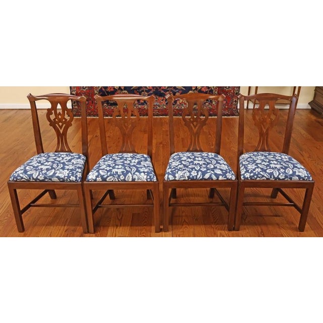 1980s Set of 8 Henkel Harris 101s Solid Mahogany Chippendale Style Dining Chairs For Sale - Image 9 of 17