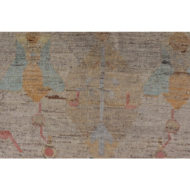 Abstract Modern Hand-Knotted Rug With All-Over Sub-Geometric Design in Multicolor 8'7 X 9'7 For Sale - Image 3 of 10