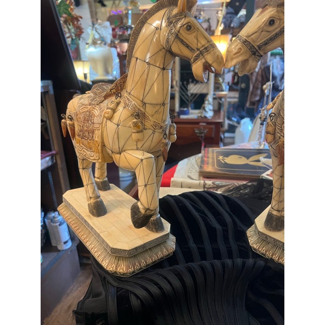 Mid 20th Century Vintage Chinese Tessellated Bone Horses Tang Dynasty Style For Sale - Image 5 of 13