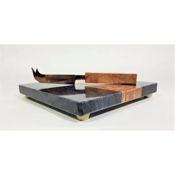 Georges Briard 1970s Georges Briard Marble Cheese Board and Knife For Sale - Image 4 of 6