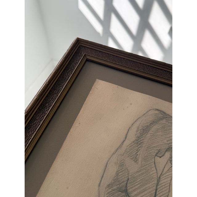 Figurative 1920s Academic Charcoal Standing Woman, Signed For Sale - Image 3 of 6