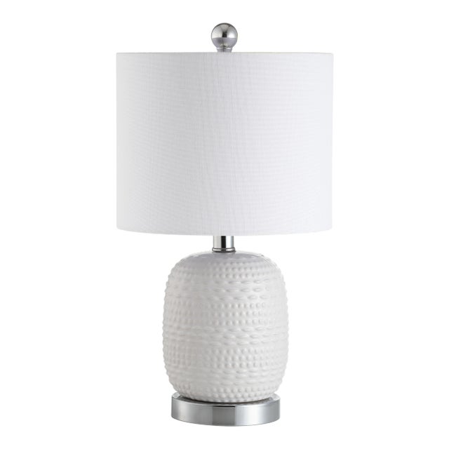Contemporary Textured Vase Table Lamp - White For Sale