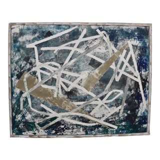 "Modern Architecture" Contemporary Geometric Abstract Monoprint Painting on Paper For Sale