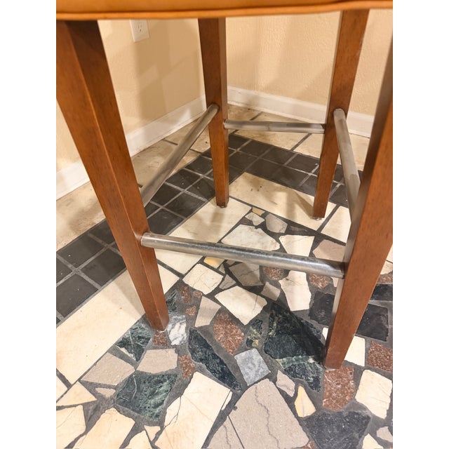 Early 21st Century Counter Bar Stools in Tan Faux Leatherette For Sale - Image 5 of 6
