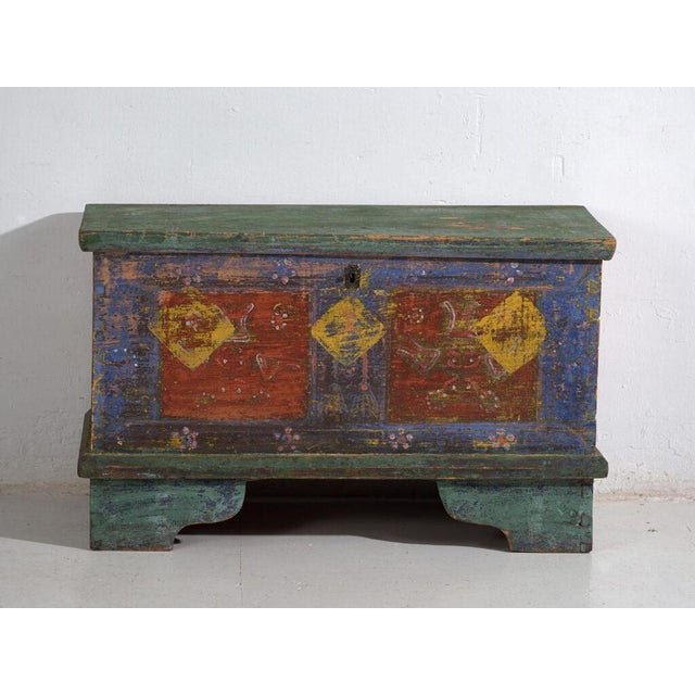 Antique Red Colored Trunk in Wood For Sale - Image 13 of 13