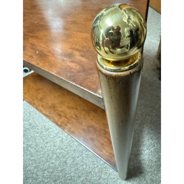 Brown 1970s Vintage Heritage Style Two Tier Wedge Shape Side End Table For Sale - Image 8 of 14