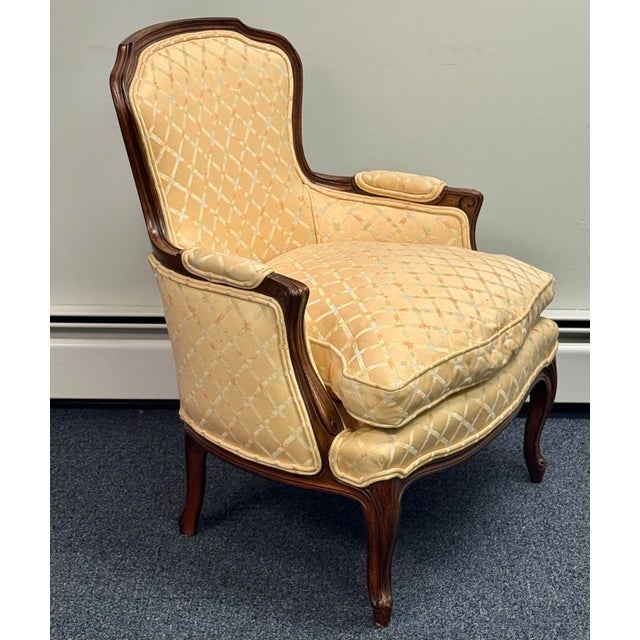 Late 20th Century Upholstered French Bergere Chair For Sale - Image 4 of 12