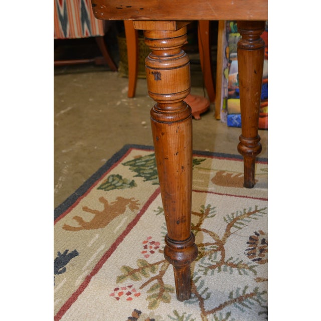 Saffron Antique English Rustic Pine Work / Dining Table W/ 2 Lateral Drawers & Drop Leaf Sides For Sale - Image 8 of 18