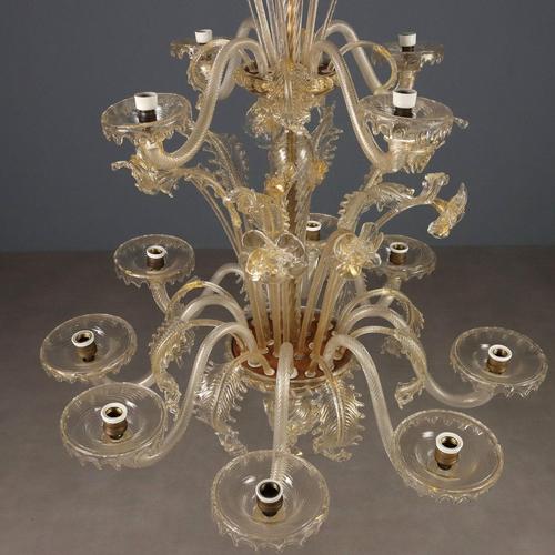 Goldenrod Blown Glass Chandelier with Gilding For Sale - Image 8 of 12