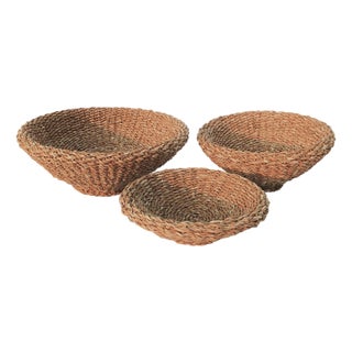 Seagrass Shallow Tapered Baskets, Set Of 3 For Sale