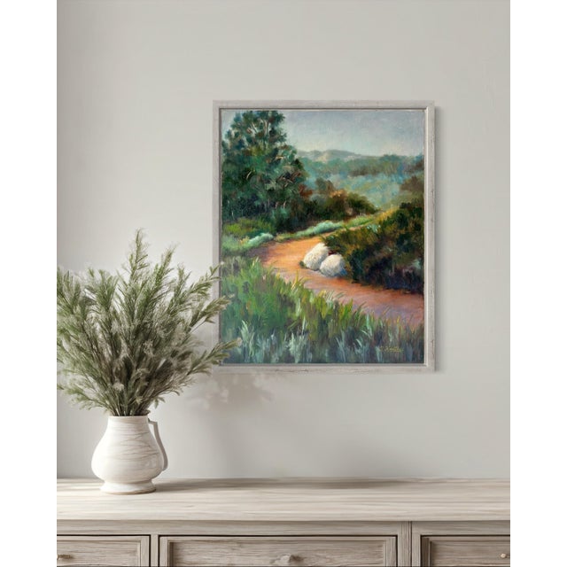 Textile "Verdugo Path" by Trish Kertes Oil Painting on Linen For Sale - Image 7 of 12